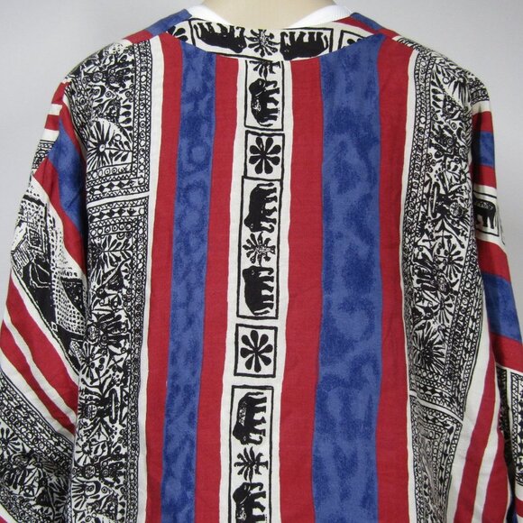 VTG 80s 90s KIMONO REVERSIBLE ART TO WEAR Boho Hand Made Jacket Festival M - Picture 5 of 11